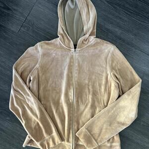 Express tan velour zip up hoodie